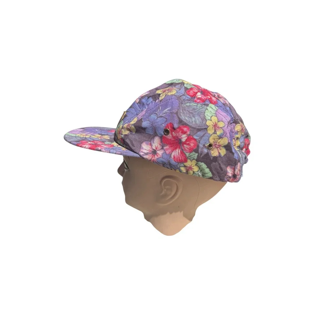 TOMS Unisex Tropical Five-Panel Cap Floral Print Purple Flat Brim Hat